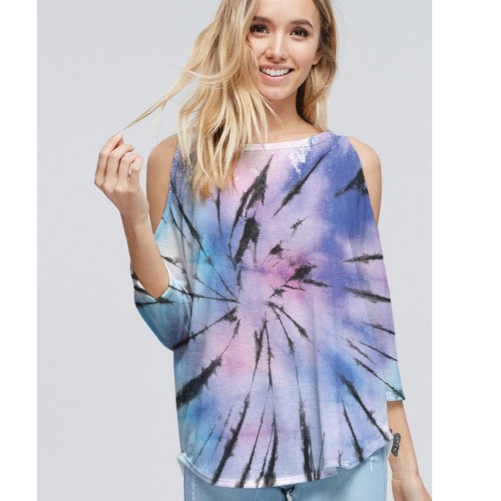 Phil Love Starburst Cold Shoulder Tie Dye Top